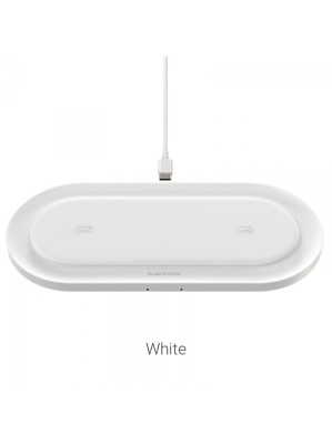 Беспроводное зарядное устройство Borofone BQ7 (White) 2in1 для Phones + TWS